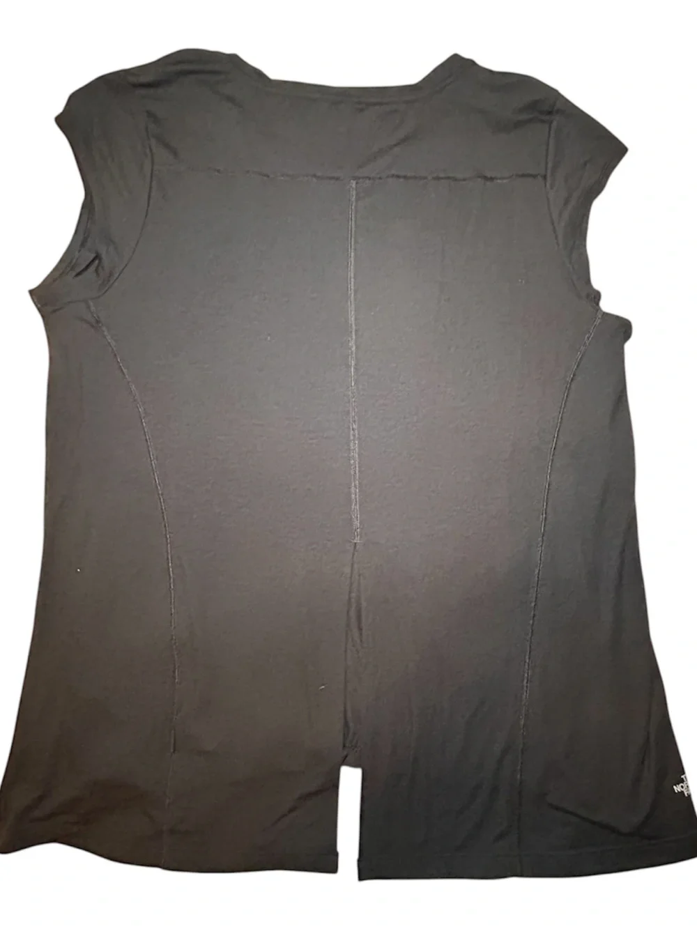 The North Face Black Cap Sleeve Split Back Flashdry Tee with White Logo Size XL - Picture 2 of 9